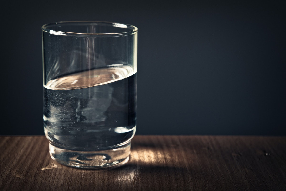 glass of water on a table